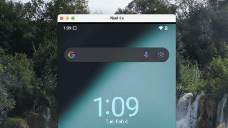 An Android home screen in a window on a Mac